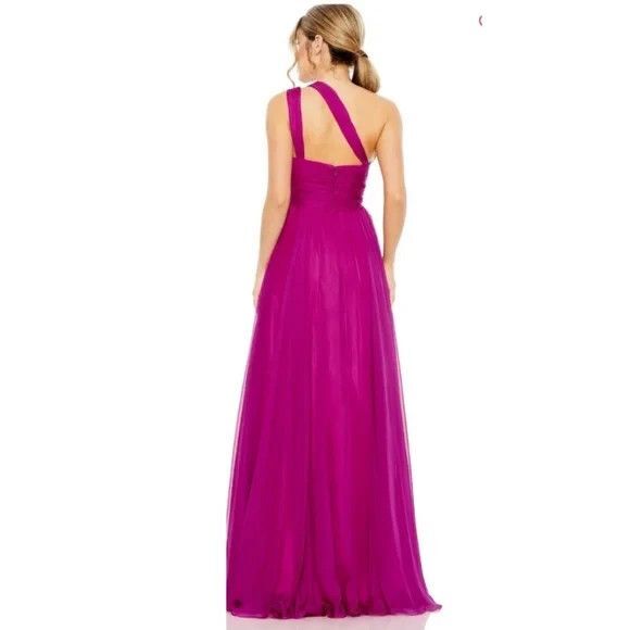 Mac Duggal Magenta Strappy One Should‎ A-Line Gown Sz 0 $498 55820 NEW - Picture 4 of 7